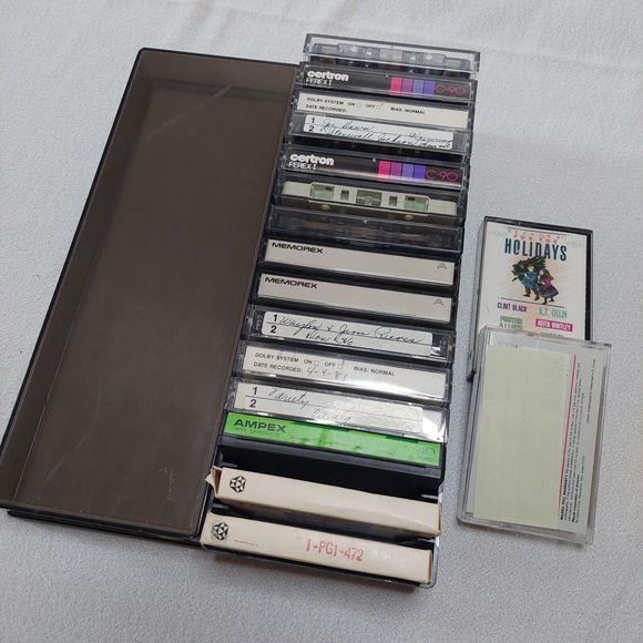 Vintage Cassette Tape Storage Case. 15 Recorded Cassettes, 2 Extra Cover 1980's - Picture 3 of 16